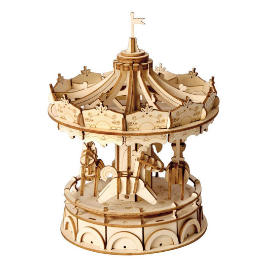3D houten puzzel merry go round, 15 cm