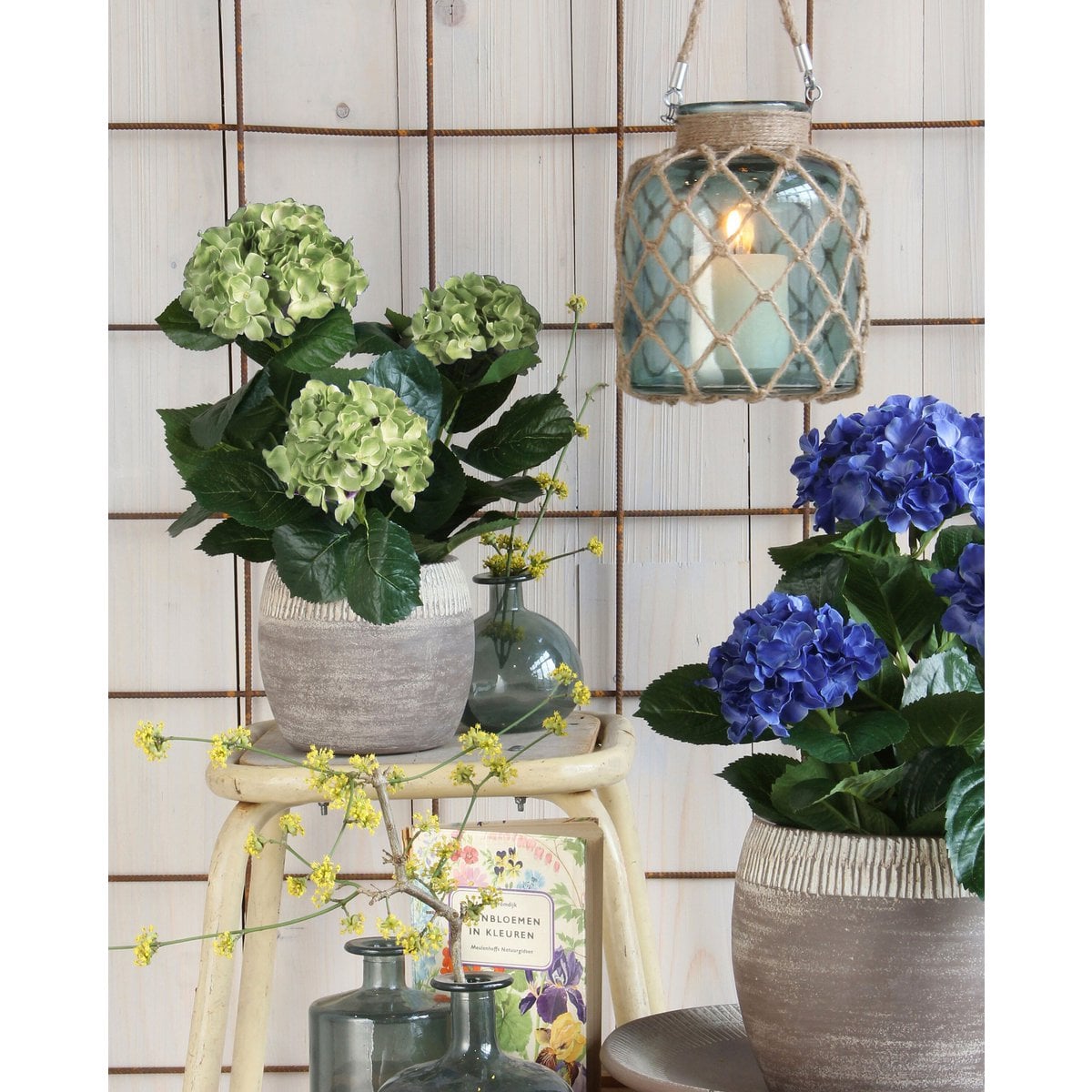 Hortensia kunstplant groen, 45 cm