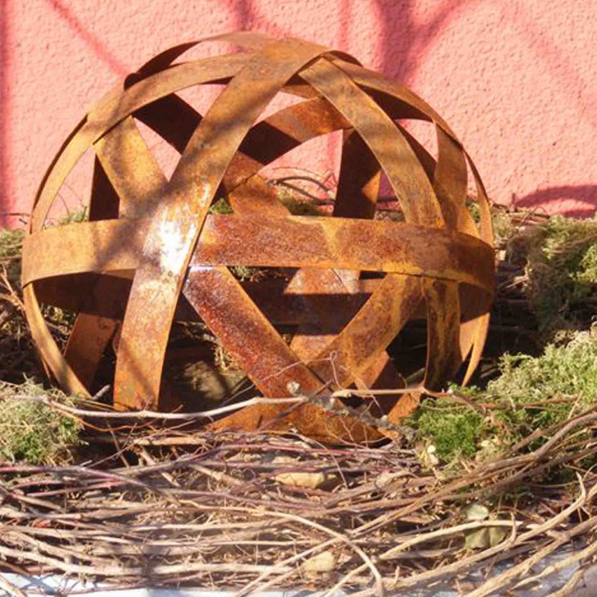 Roestmetalen tuindecoratie bollen, in 3 maten