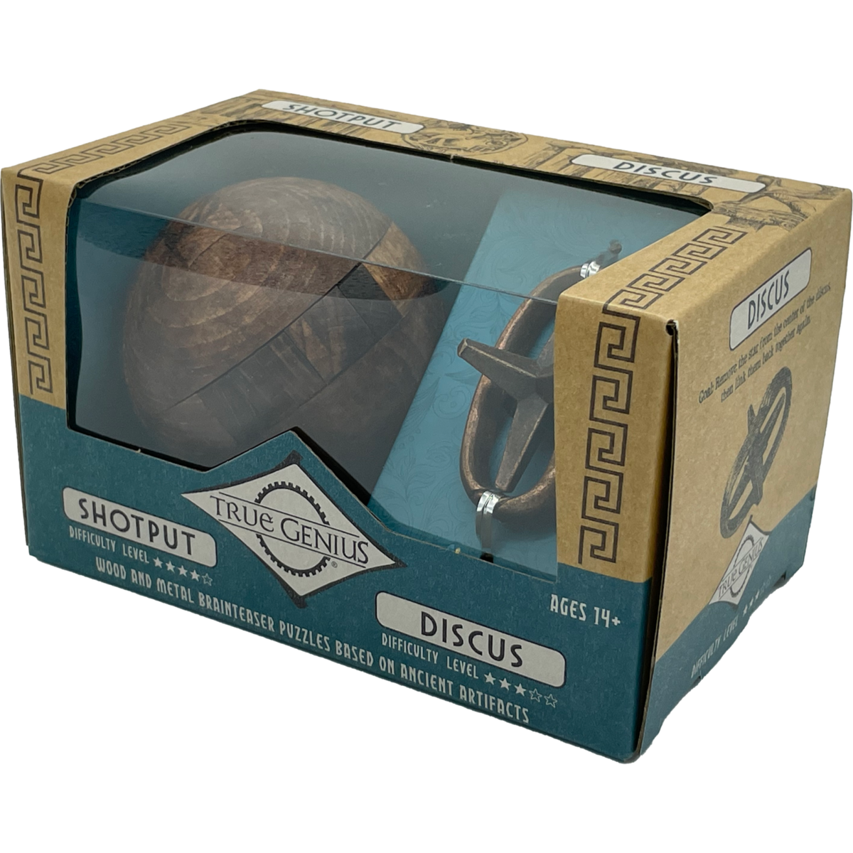 metalen en houten breinbreker puzzelset – 2 puzzels