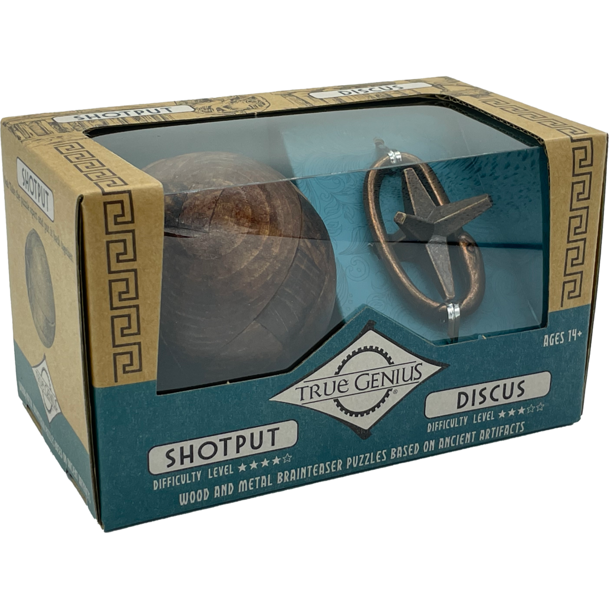 metalen en houten breinbreker puzzelset – 2 puzzels