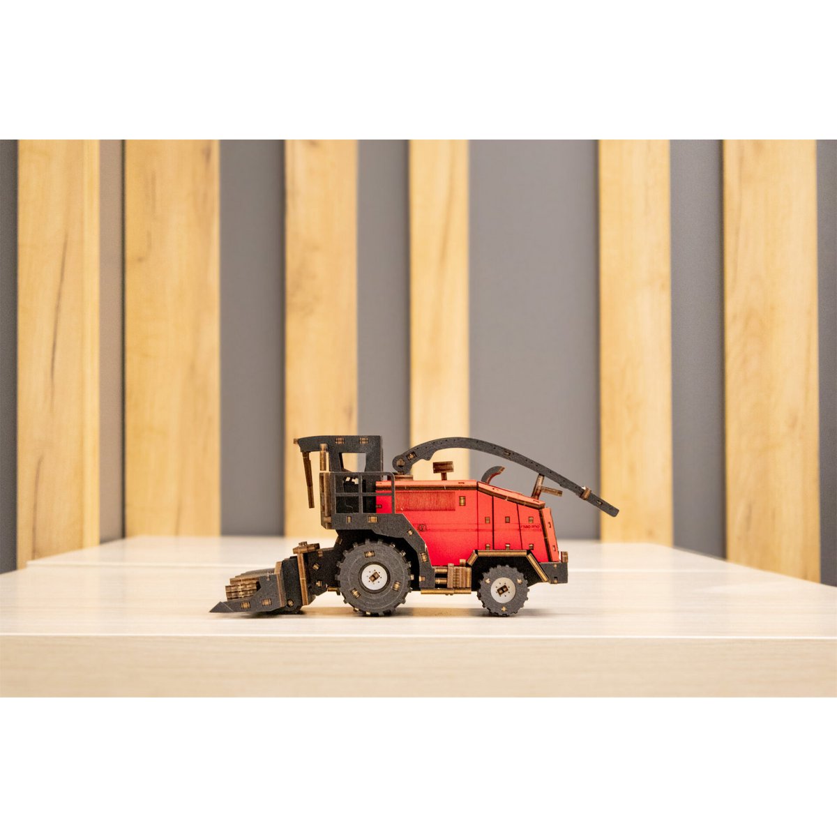 DIY houten mechanische puzzel hakselaar FS80, 27 x 15 x 12 cm