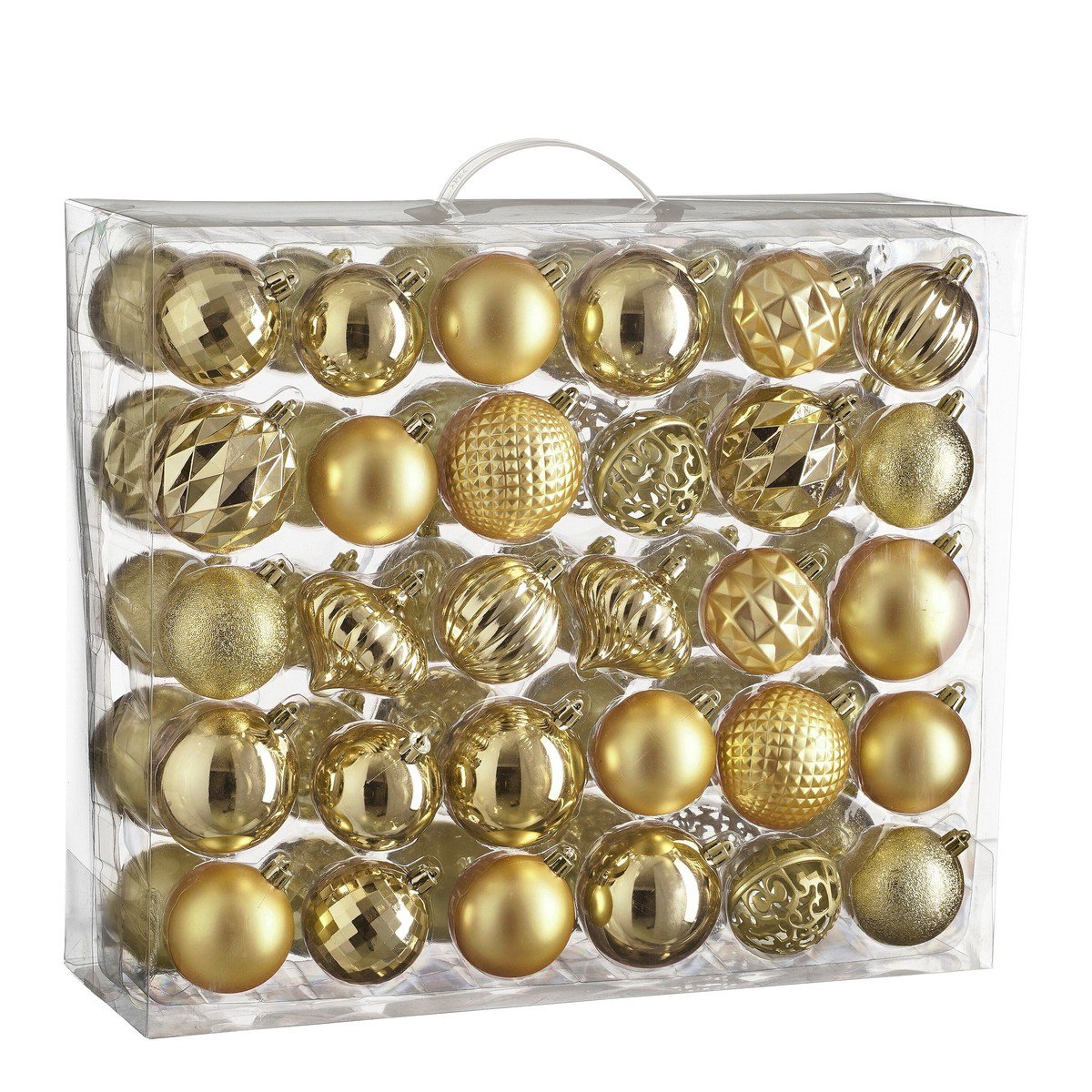 Goudkleurige kerstballen set, onbreekbaar, 60 stuks Ø 7 cm