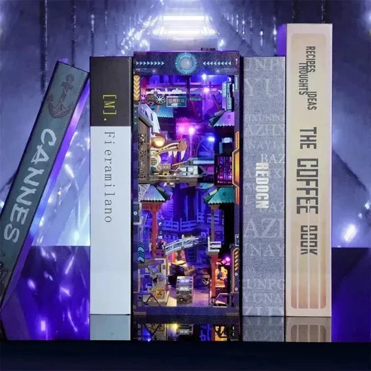 DIY book nook cyber city bookend, 24,5 cm