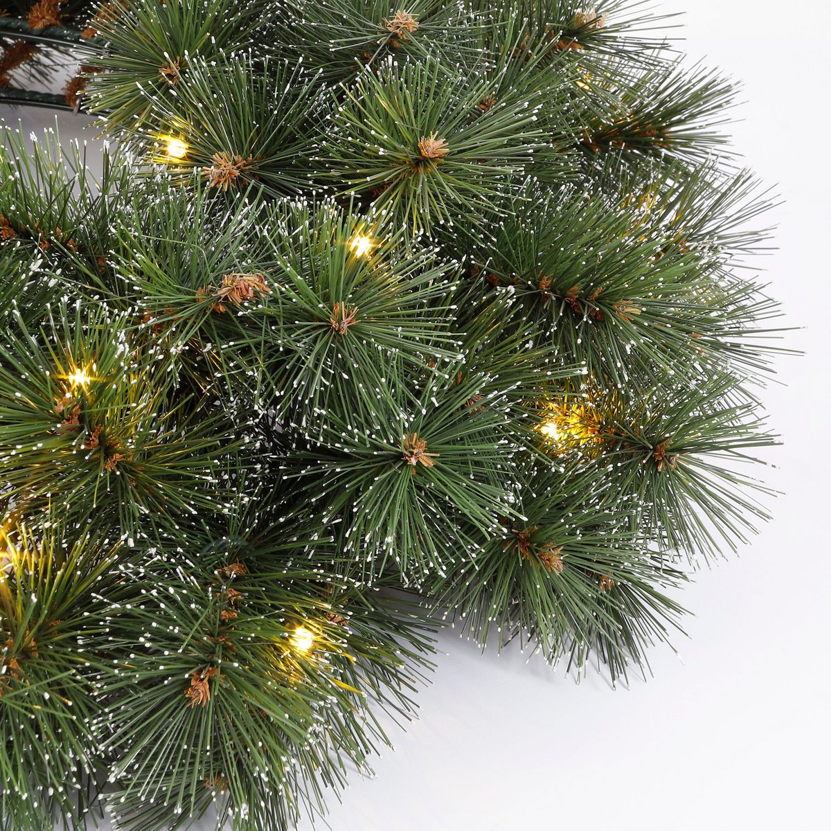 Glendon kerstkrans met rijp-effect en verlichting, Ø 60 cm