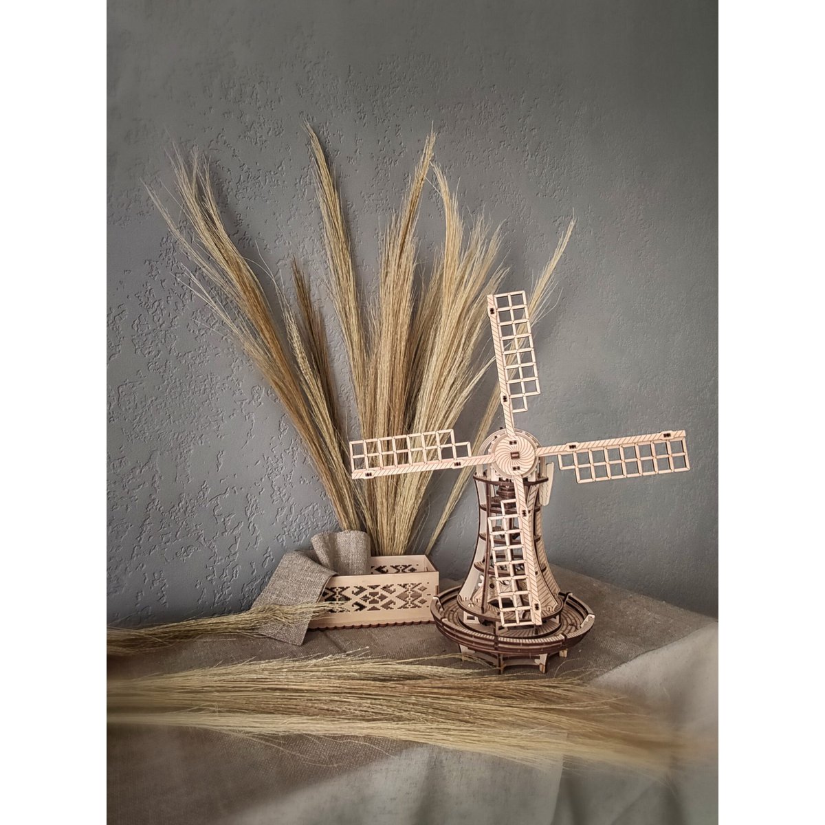 Houten mechanische puzzel windmolen 227 stukjes, 34 × 19,5 cm