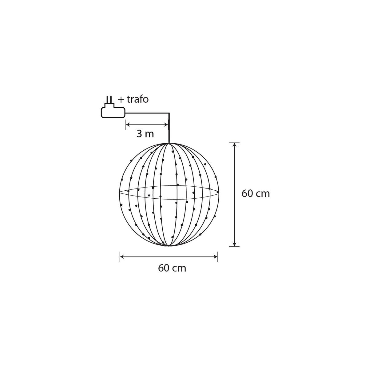 Verlichte kerstbal voor buiten, Ø 60 cm, 400 LED-lampjes