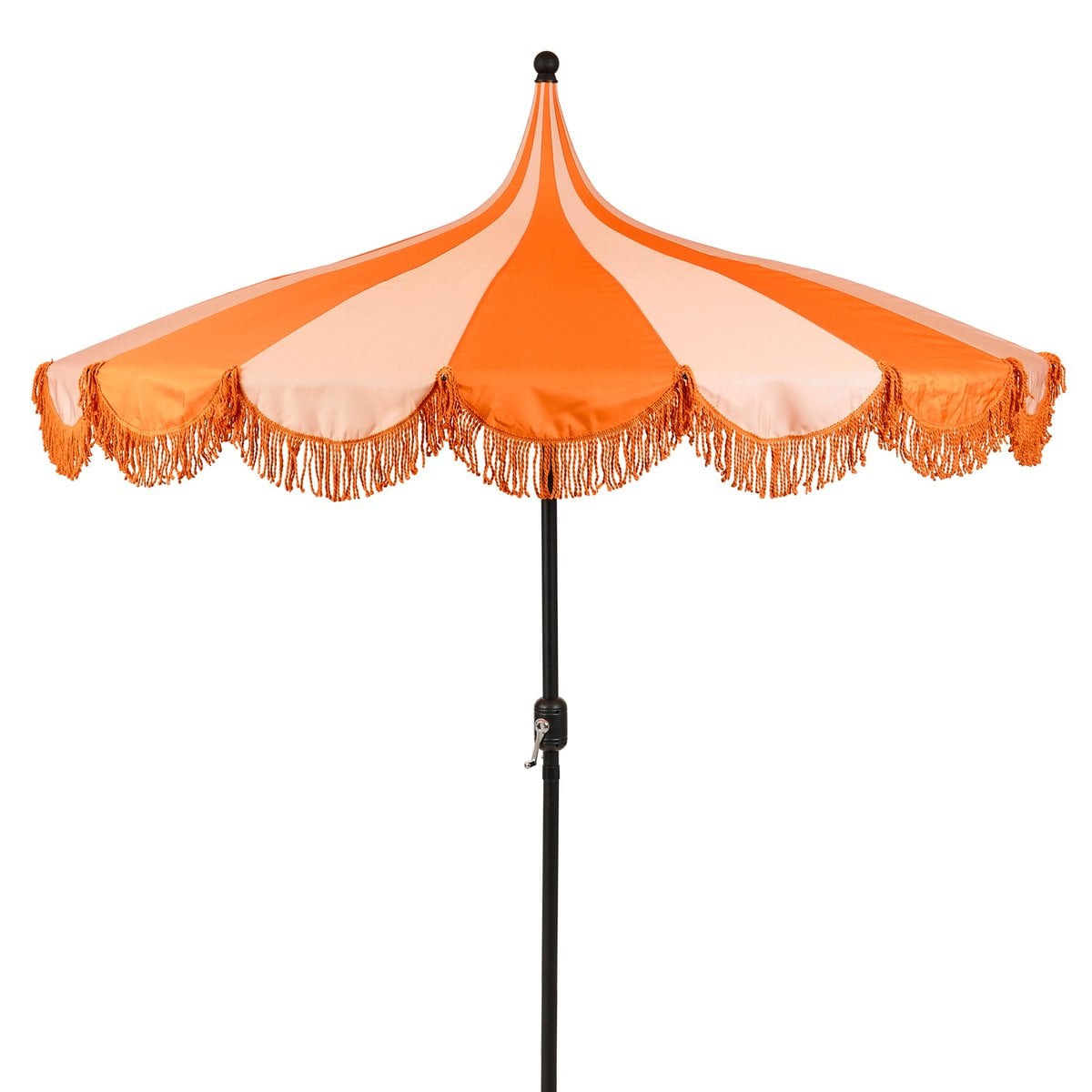 Oranje gestreepte parasol met franjes Ø235 cm