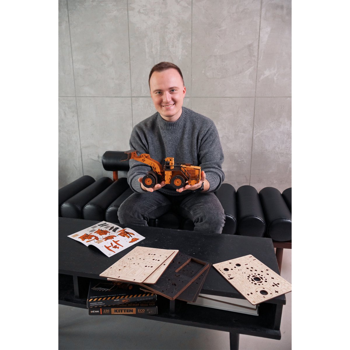 3D mechanische houten puzzel wiellader