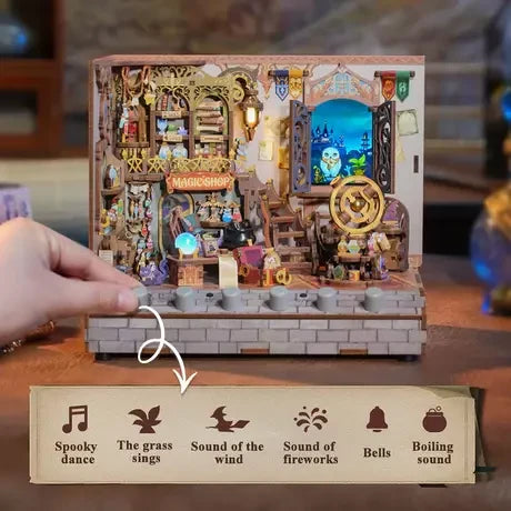 3D diy houten puzzel miniature house magic shop, 15,4 cm