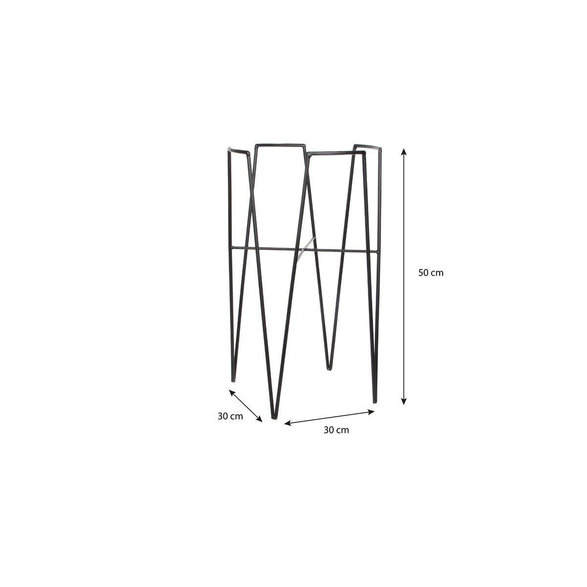 Blom plantenstandaard, zwart, 29.5 × 29.5 × 50 cm