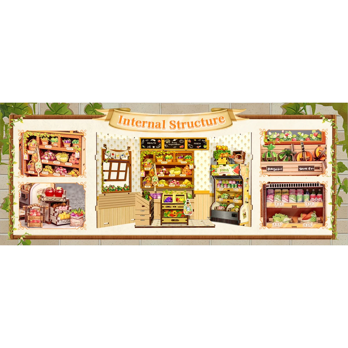 The Green Grocery miniatuurhuisje, 16,2 × 15,8 × 20,6 cm