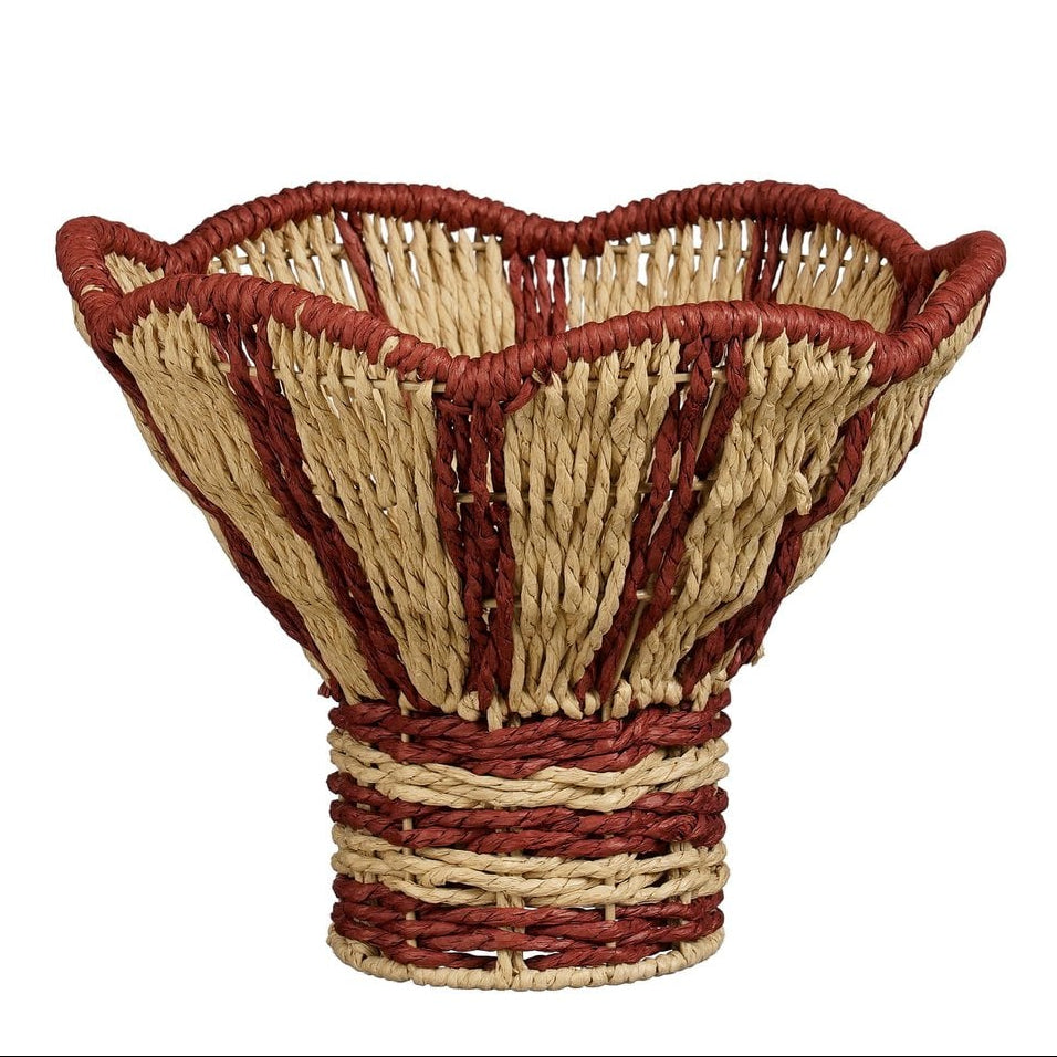 Geweven mand, rood en lichtbruin, 20 × Ø 28 cm