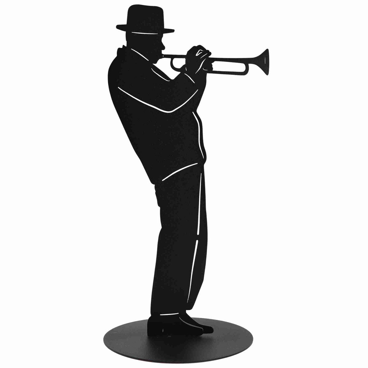 Trompettist, zwart metaal, 40 cm