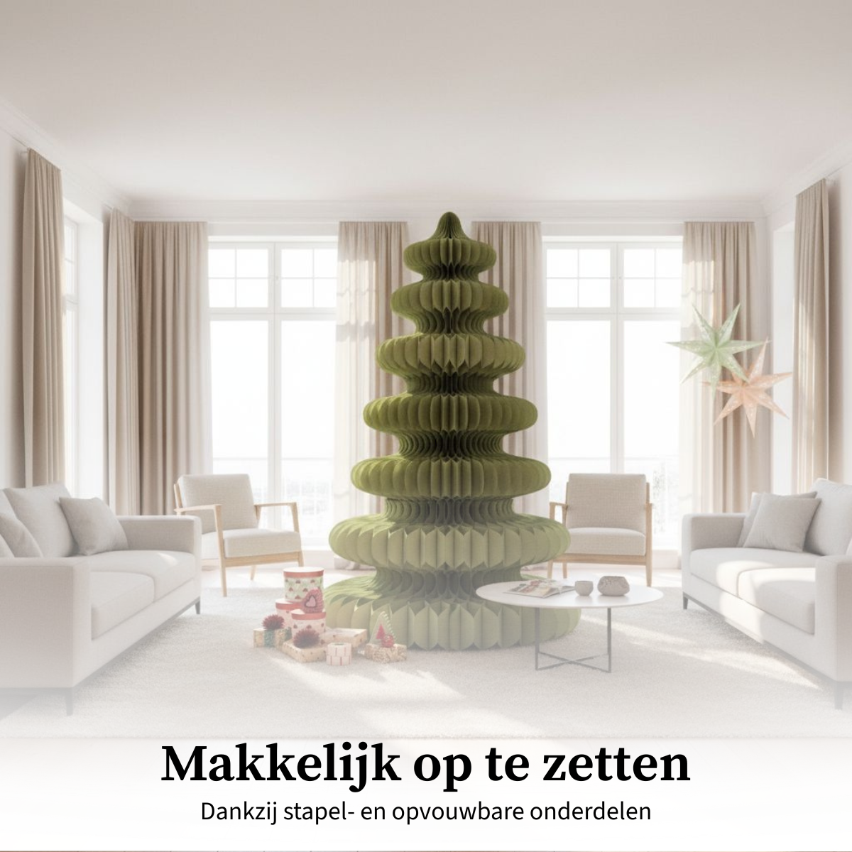 Decoratieve kerstboom papier, groen, Ø 148 × 212 cm