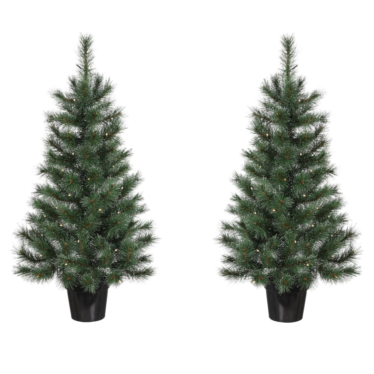 Glendon set met 2 kunstkerstbomen en kerstkrans, 90 cm, Ø 45 cm, met verlichting