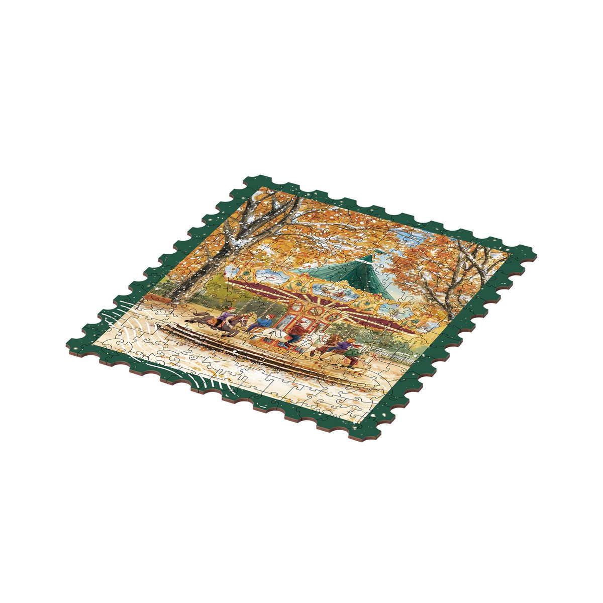 Golden Autumn Carousel houten legpuzzel, 23 × 27,4 cm