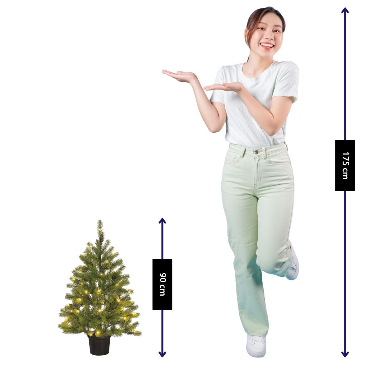 Nagoya kunstkerstboom met verlichting, 90 cm, Ø 55 cm