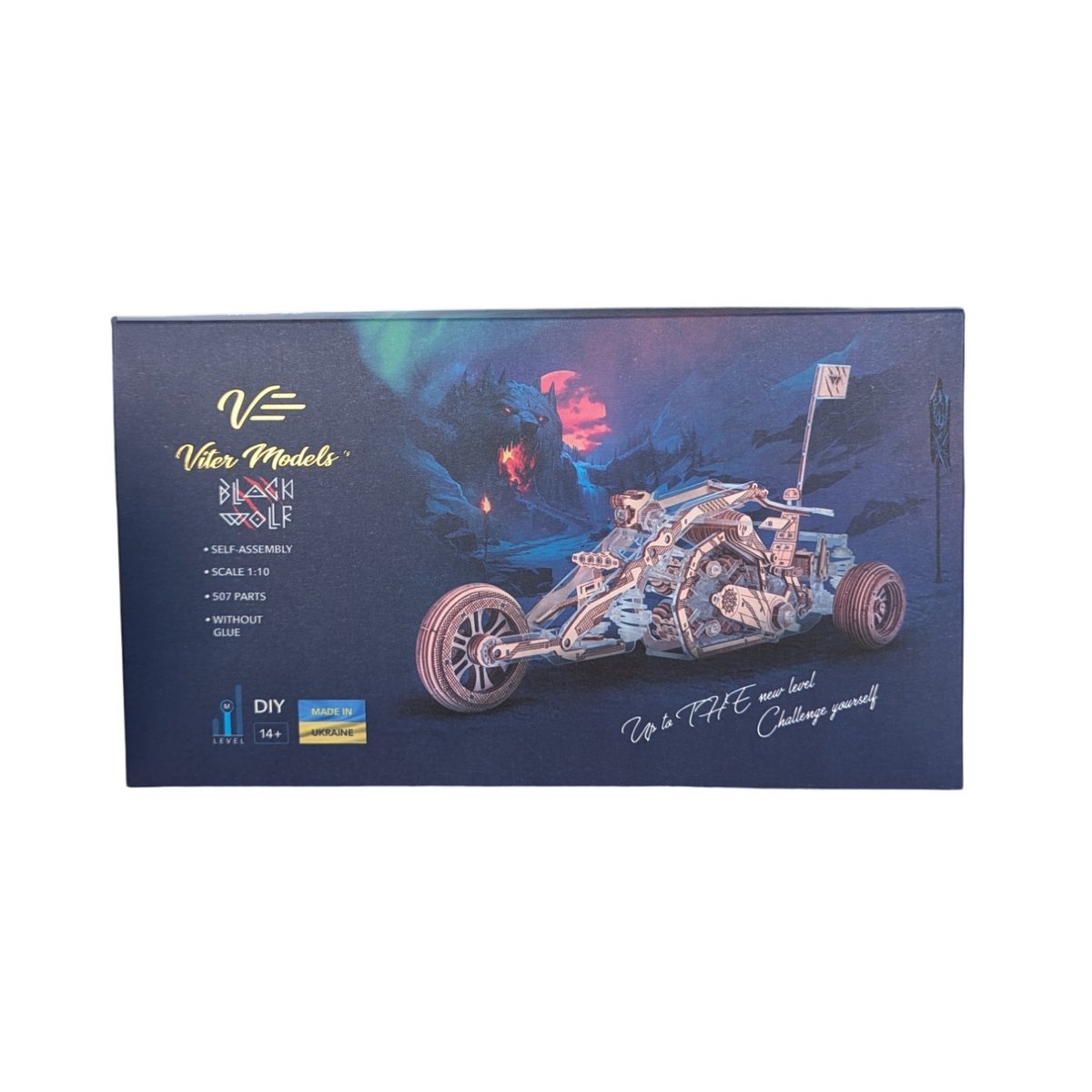 3D mechanische Black Wolf driewieler 30,5 × 12 × 16,5 cm – 507 stukjes