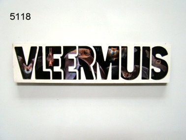 Vleermuis lettermagneet, hout