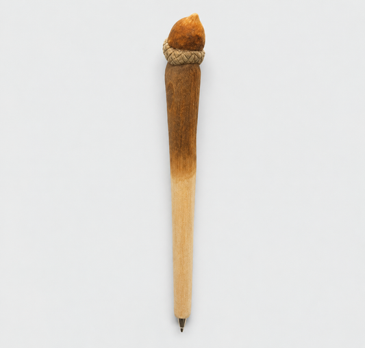Houten balpen met eikel, naturel