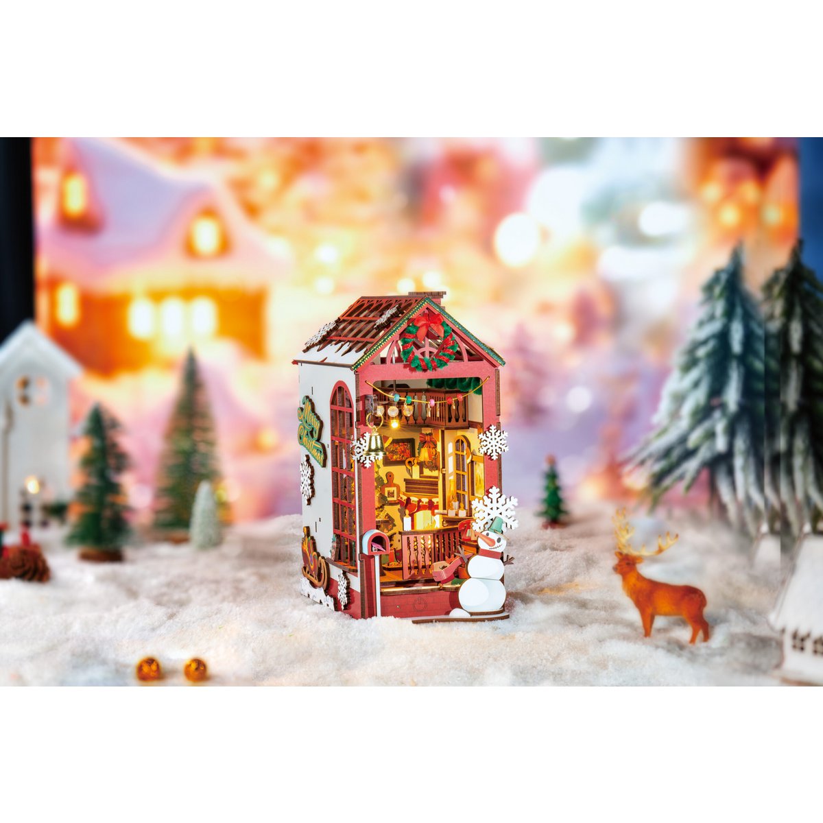 DIY book nook bookend christmas indoor scene, 24,7 cm