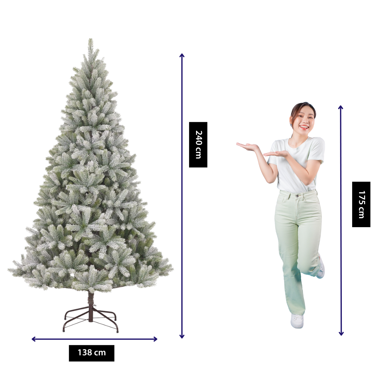 Nagoya besneeuwde kunstkerstboom, 240 cm, Ø 138 cm