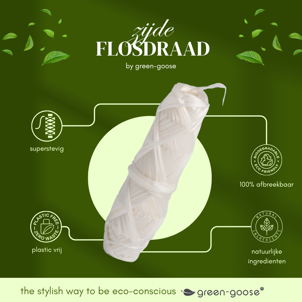 Flosdraad van zijde met biologische pepermunt, 30 meter