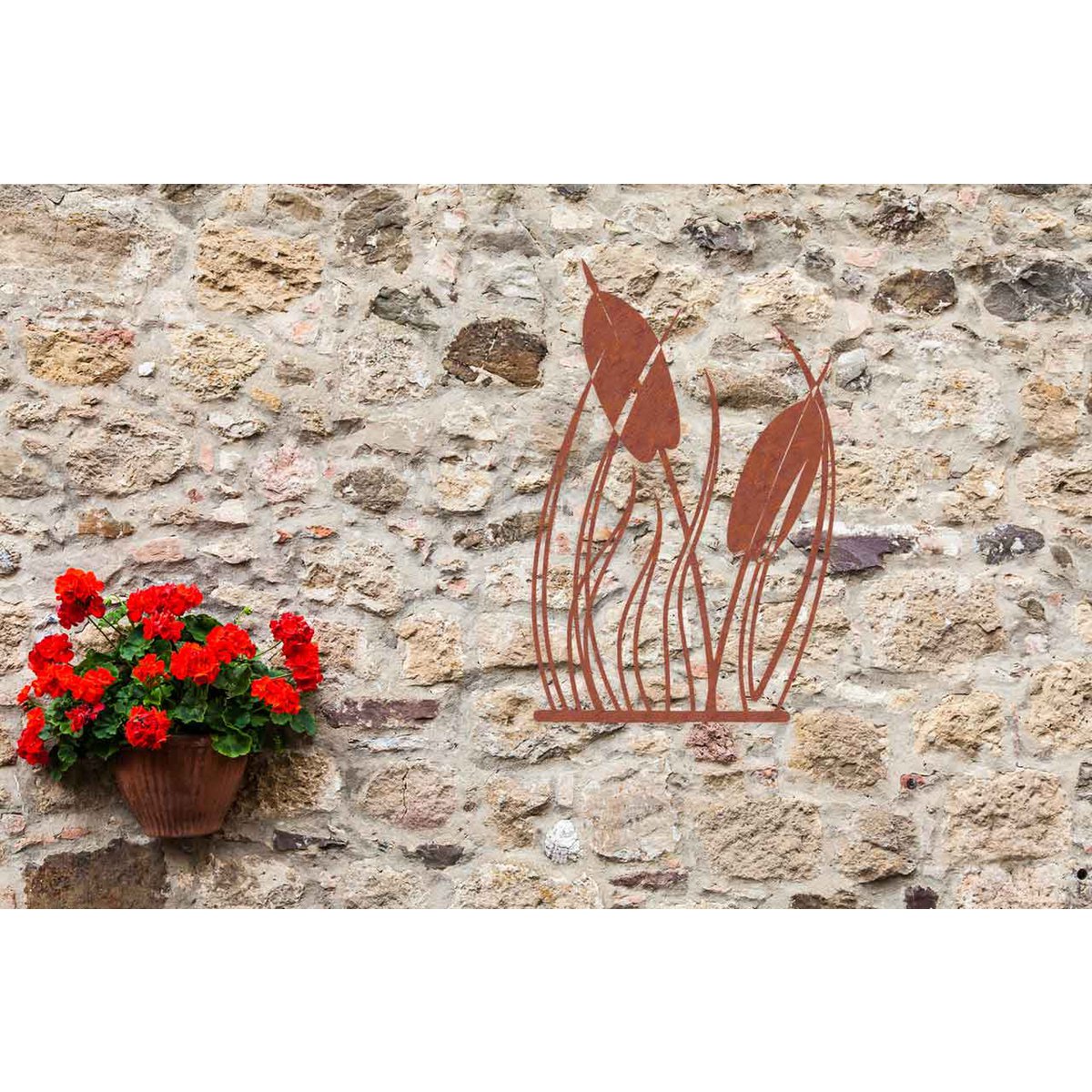 Art Bizniz metalen wanddecoratie pampasgras roeststaal