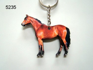 Paard, sleutelhanger hout, 5 cm