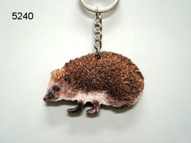 Egel, sleutelhanger hout