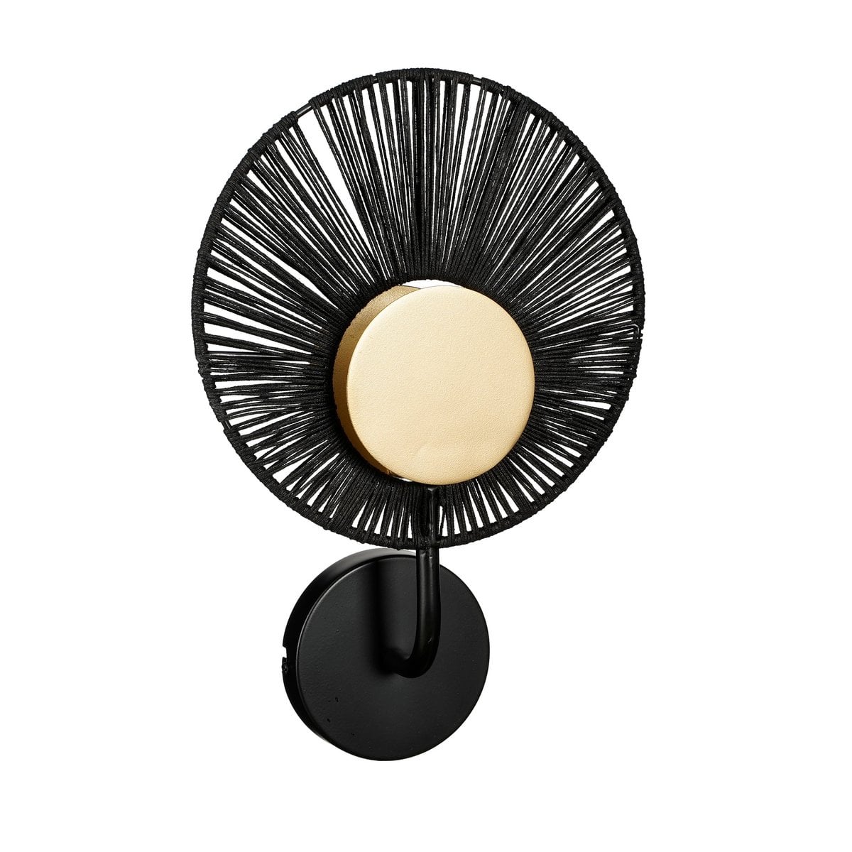 Mica Decorations Helge wandlamp jute zwart goud 39 cm