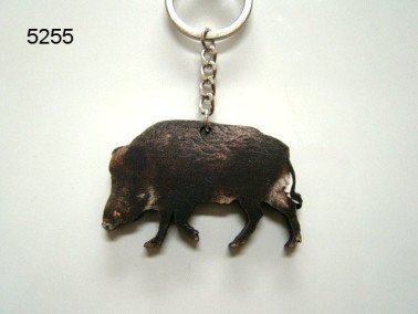 Wild zwijn, sleutelhanger hout