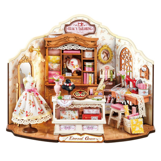 DIY miniatuurhuis Elsa’s Tailoring,  23,8 x 16,5 x 17,5 cm