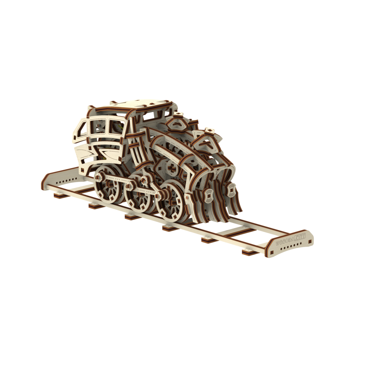 Houten bouwpakket locomotief, 30 × 8,5 × 10,4 cm