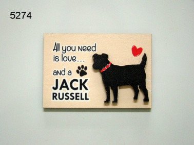 Jack Russel, all you need is love, houten magneet