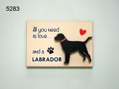 Labrador, all you need is love, houten magneet