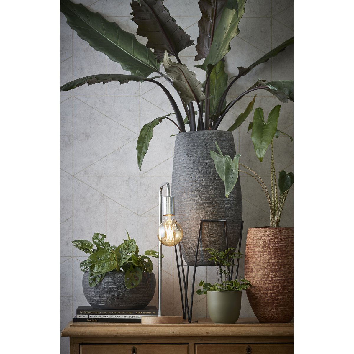 Blom plantenstandaard, zwart, 29.5 × 29.5 × 50 cm