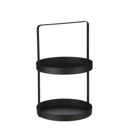 Mica Decorations Etagère – 2-laags Zwart Metaal (H41 x Ø25 cm)