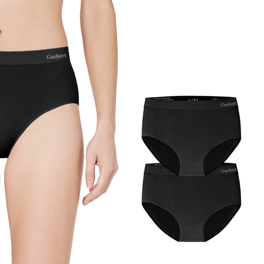 Bamboe slips, midi taille, zwart, 2 stuks