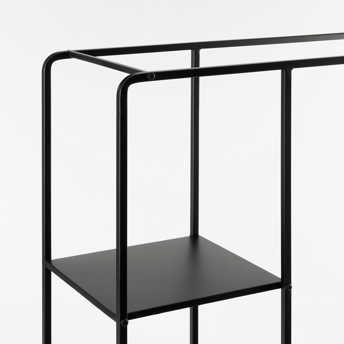 Jules, zwarte open kast met 5 planken, 76 x 30 x 178 cm