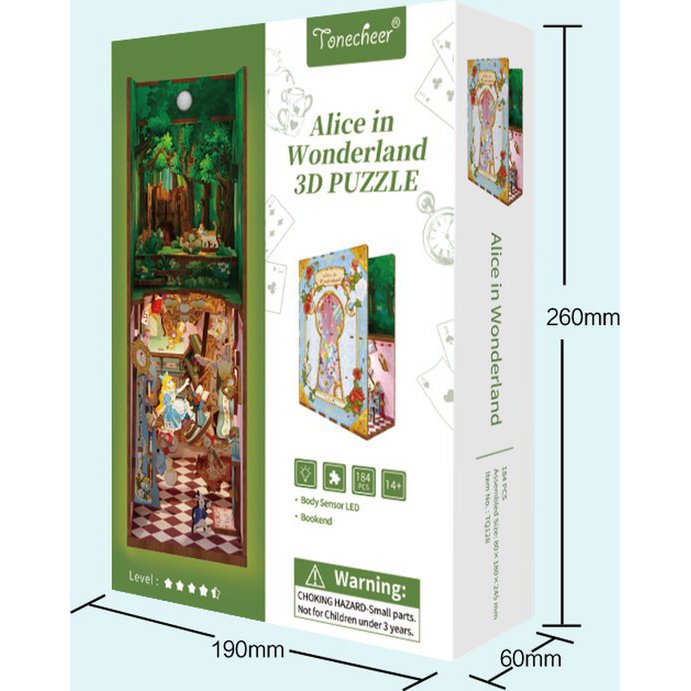 DIY book nook Alice in Wonderland bookend, 24,5 cm