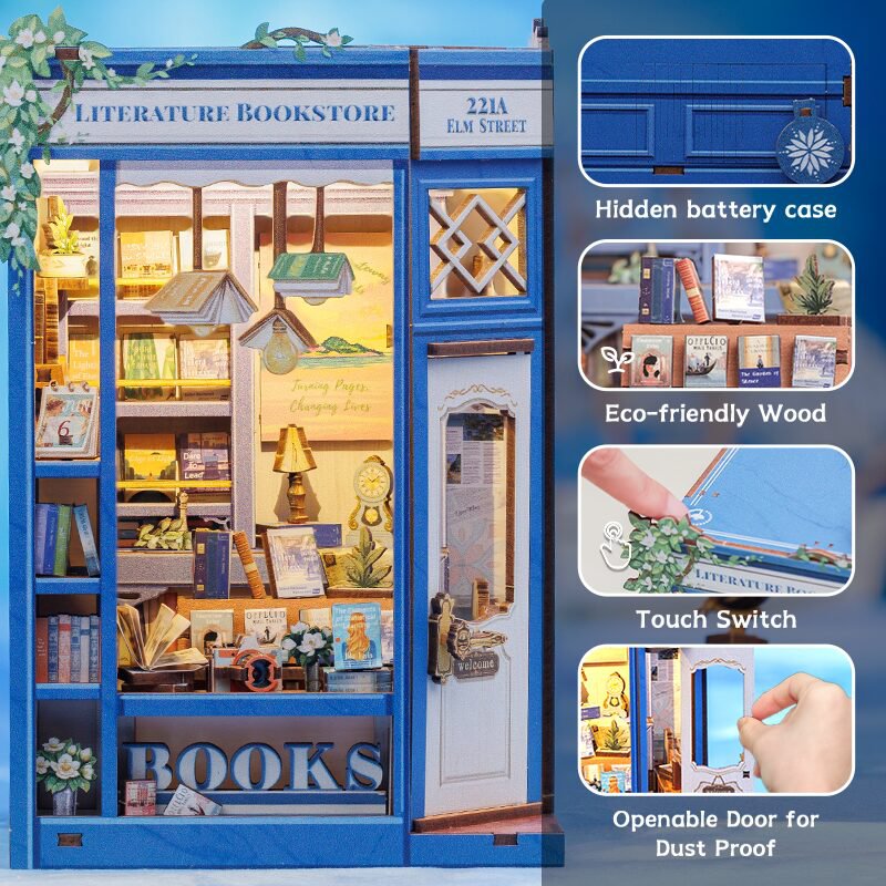DIY book nook Literature Bookstore, 17 cm