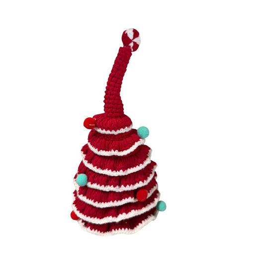 Gehaakte kerstboom, rood, 24 cm