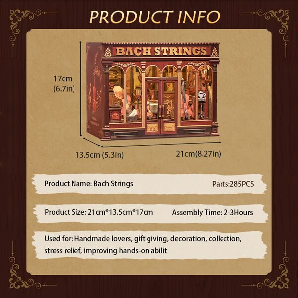 DIY huisje Bach strings, 17 cm