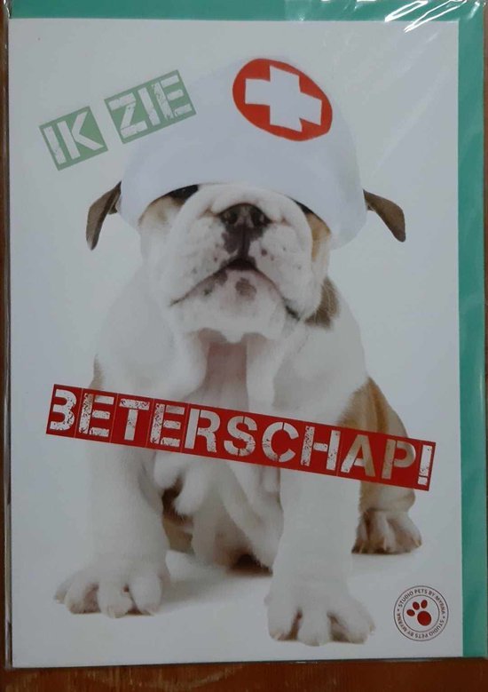 Beterschap, bulldog wenskaart