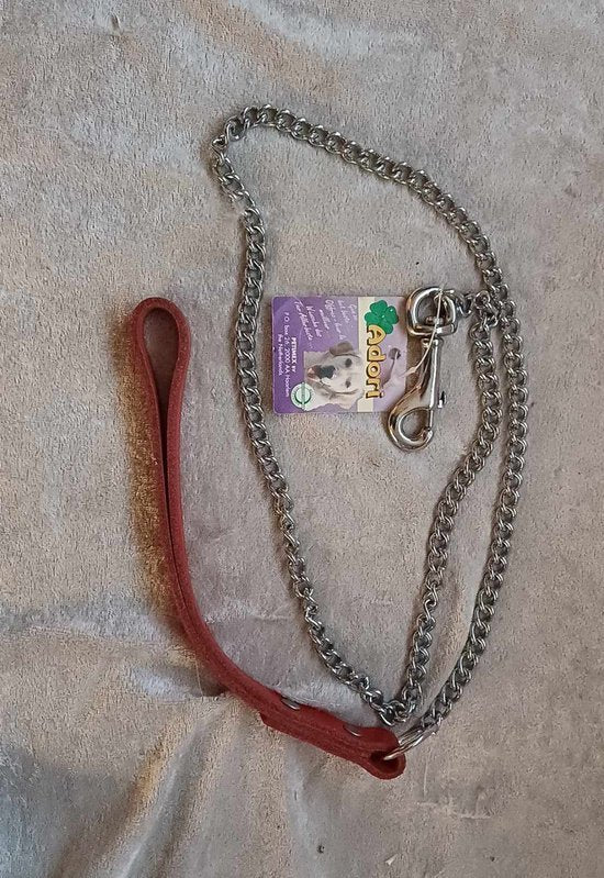 Kettinglijn voor de hond, rood, 12 mm breed, 100 cm lang