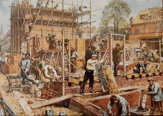 Oude ambachten, metselaars ansichtkaart