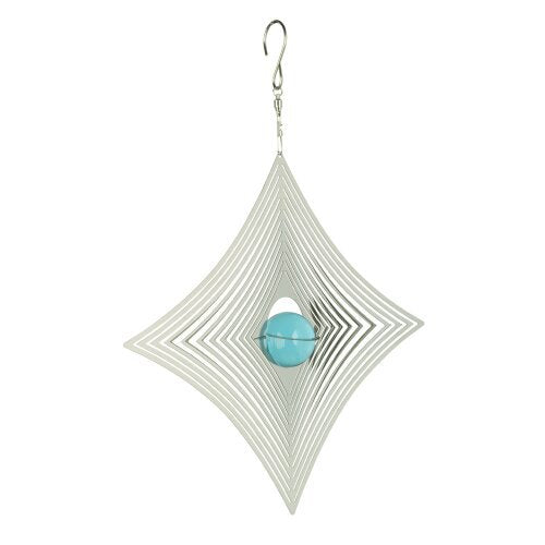 Windspinner Nature’s Melody Diamond RVS met blauwe kogel Ø 20 cm