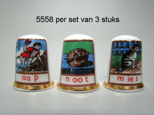 Aap, noot, Mies vingerhoedjes, set van 3